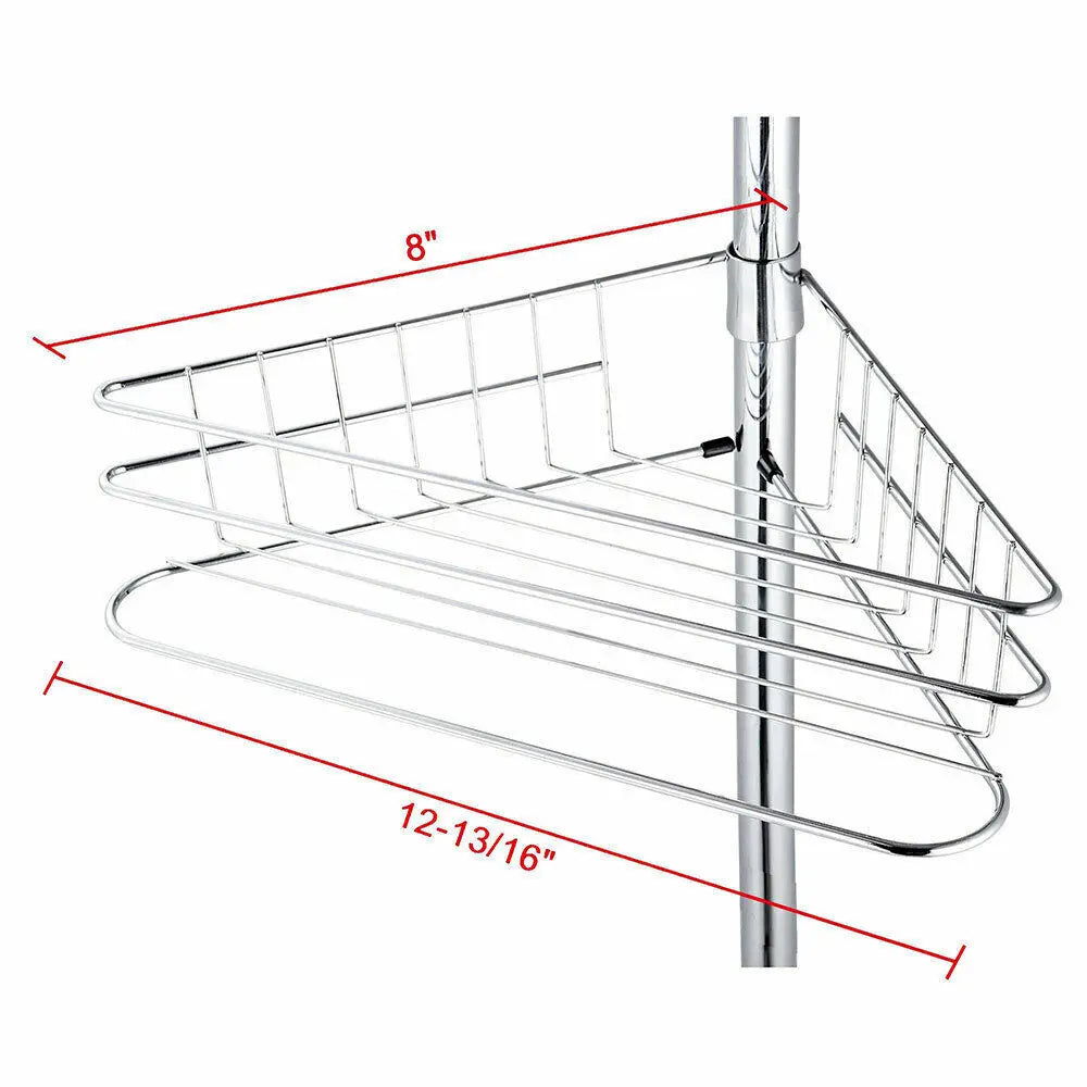 Shower Corner Pole Caddy  4 Shelf  with Hook