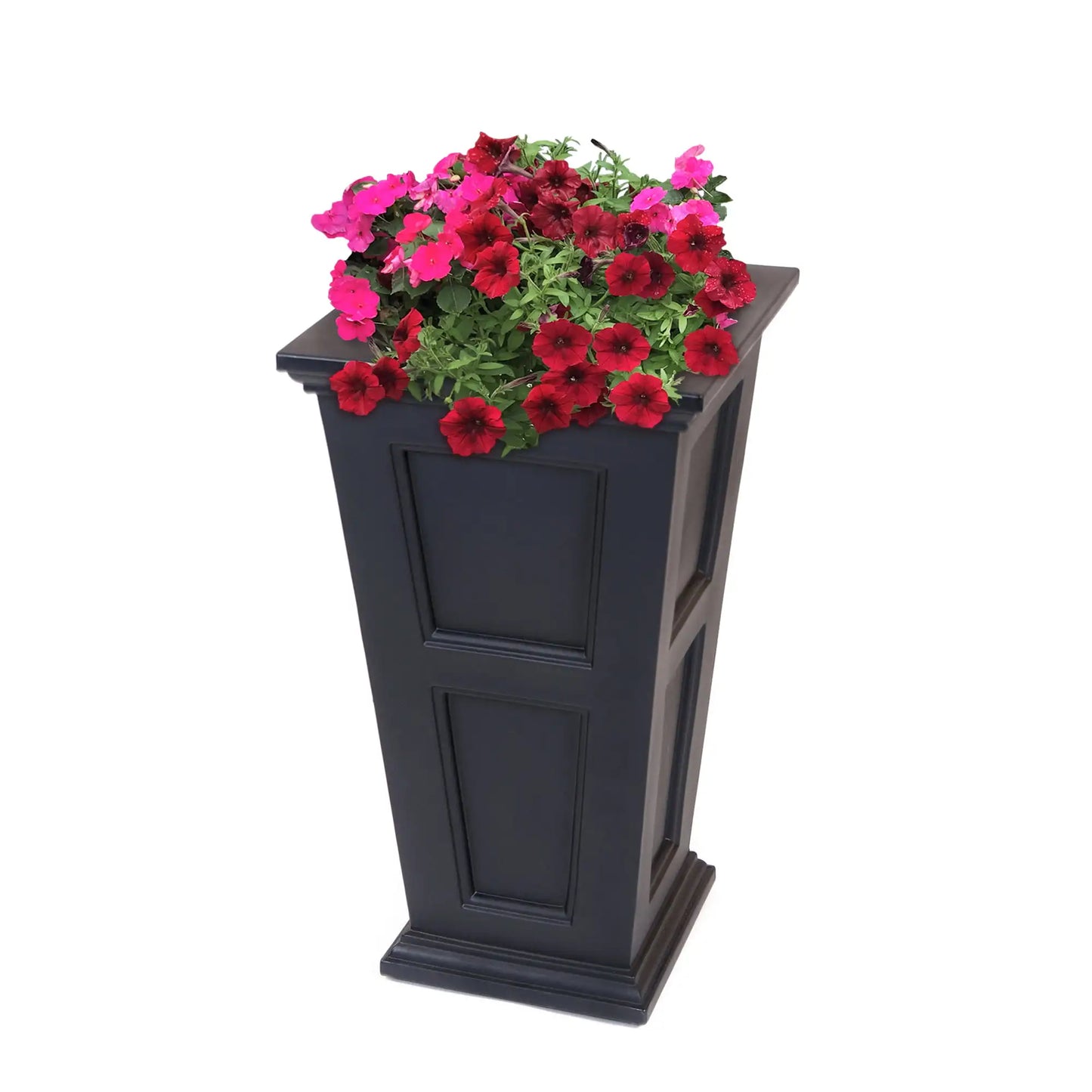 Modern 16" x 16" x 28" Square Black Polyethylene Garden Planter