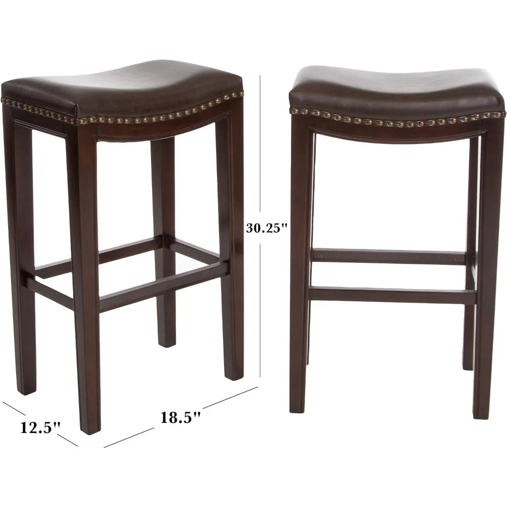 2-Pcs Set Avondale Backless Bar Stools Brown