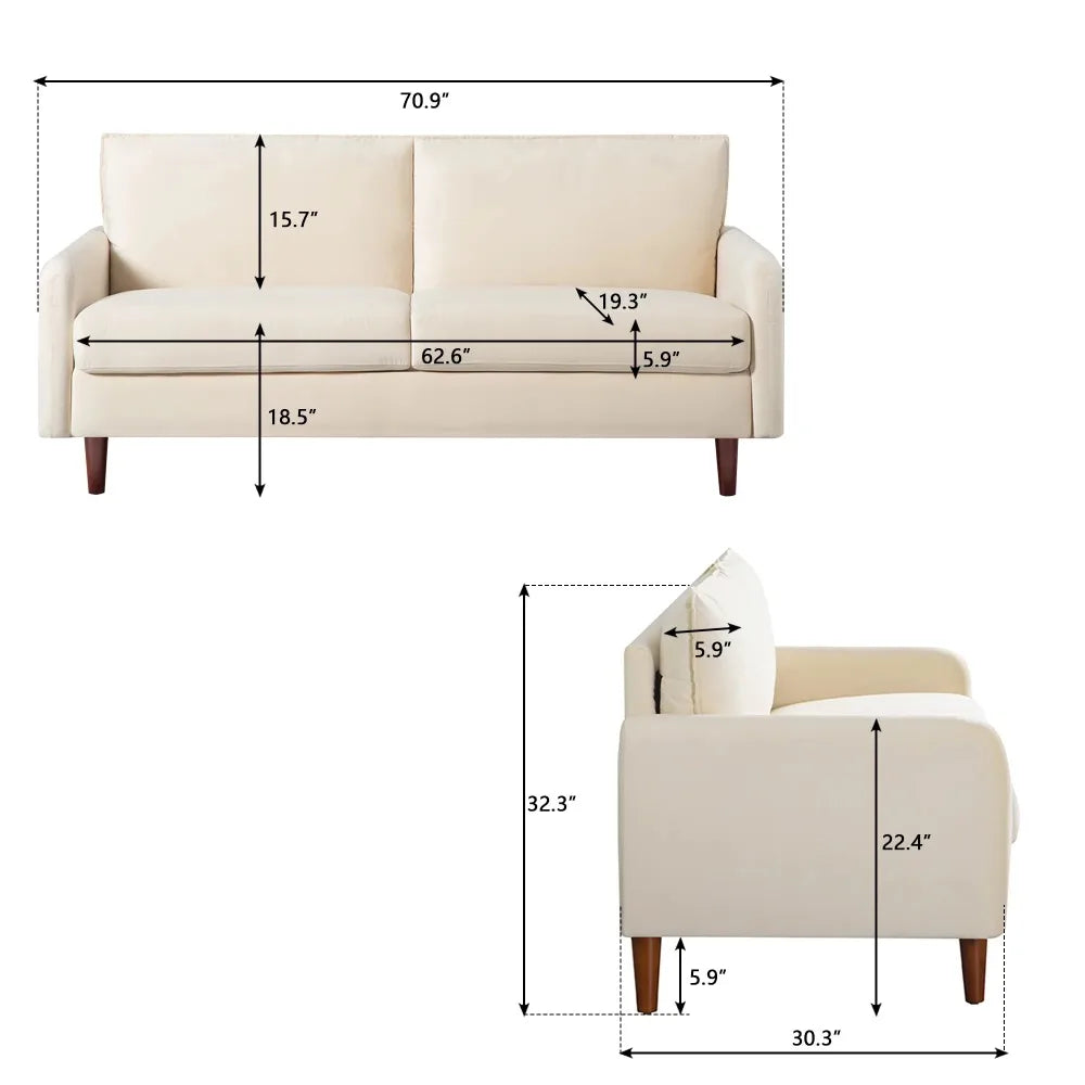 Home Office  Living Room Upholstered Loveseat W/Armrest