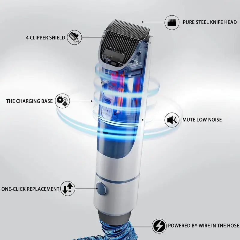 Pet Grooming Clippers with 2.3L Vacuum Suction