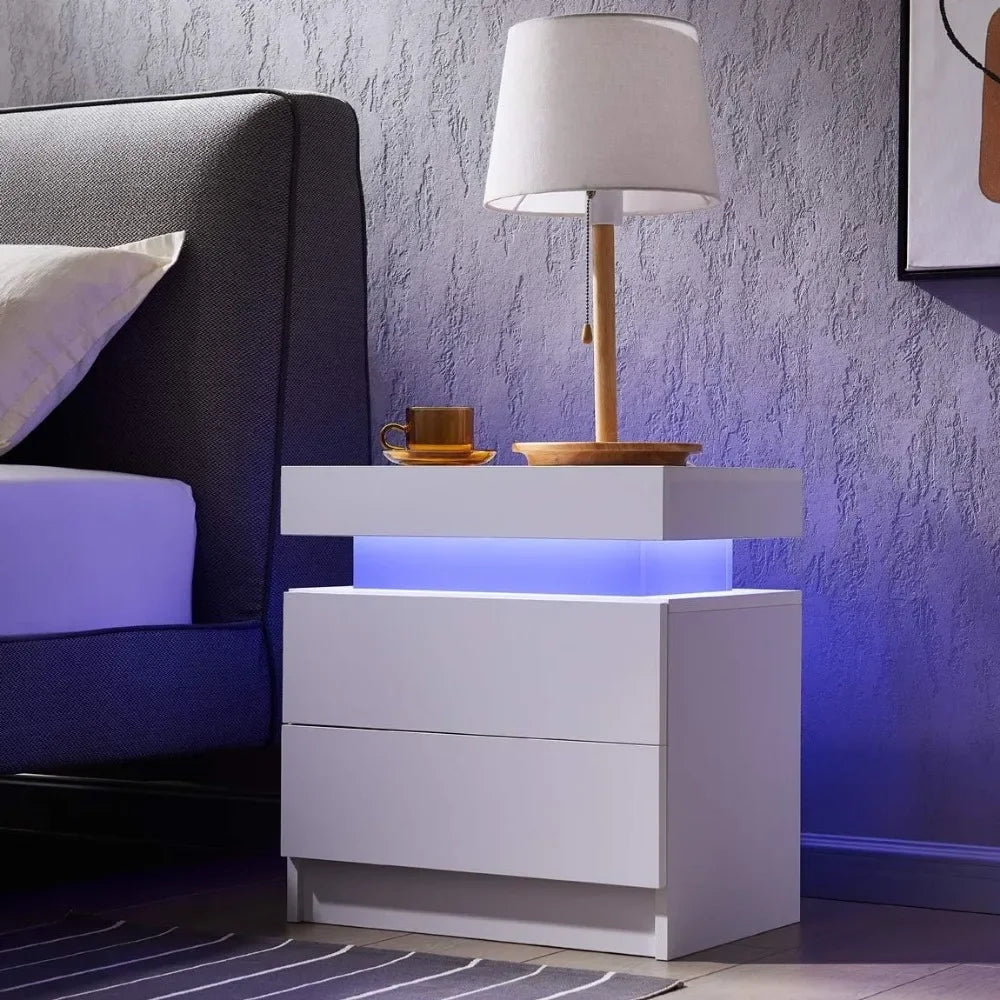 Side Bed Table With LED Lights