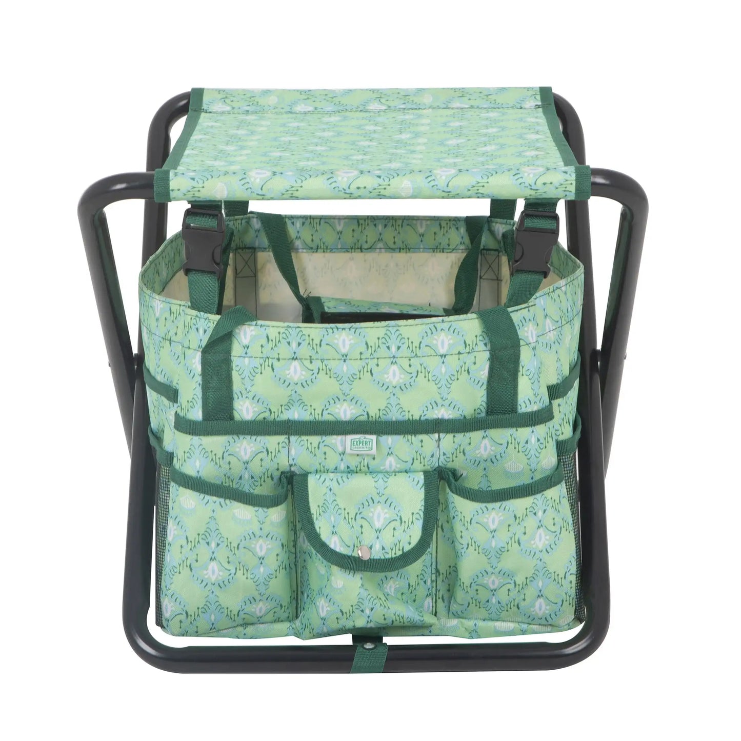 Green Expert Gardener Folding Gardening Stool with Detachable Tote