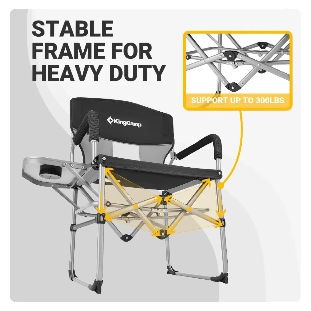 Portable Director Camping Folding Chair with Hard Arm and Side Table