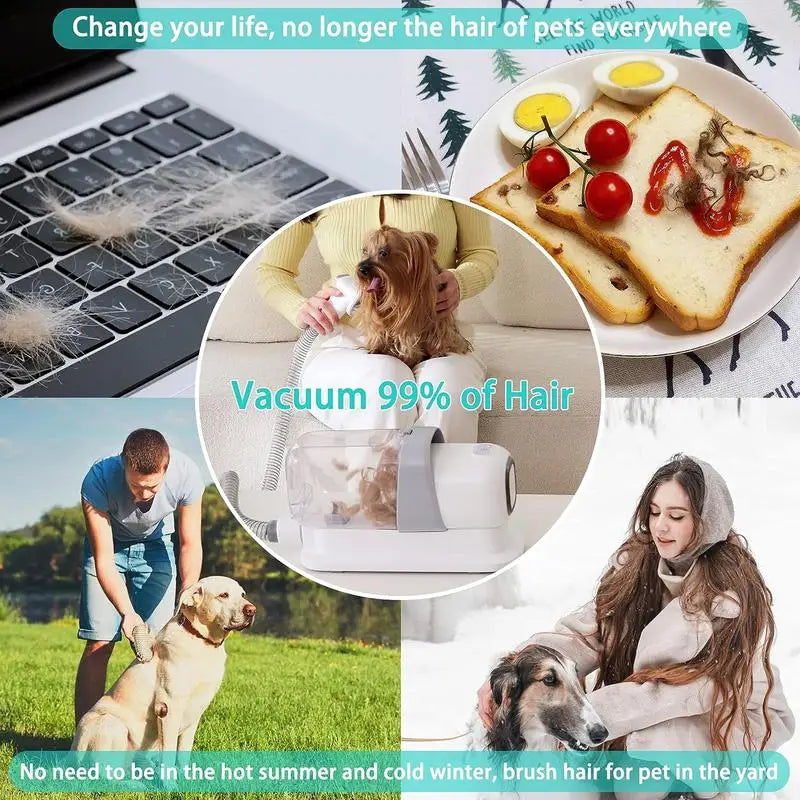 Pet Grooming Clippers with 2.3L Vacuum Suction