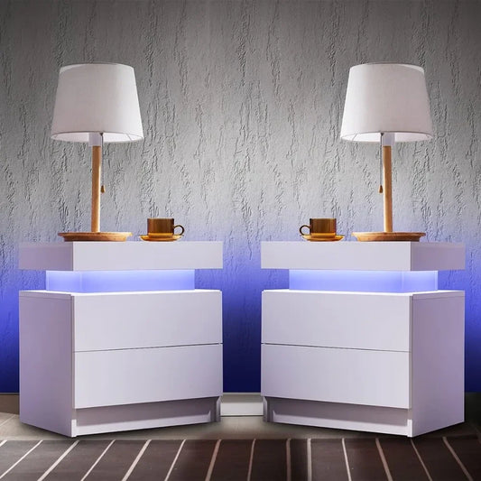 Side Bed Table With LED Lights