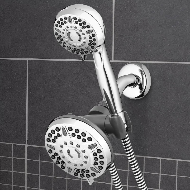 DUTRIEUX 6+ Mode Massage Dual Shower Head System, Chrome, bathroom