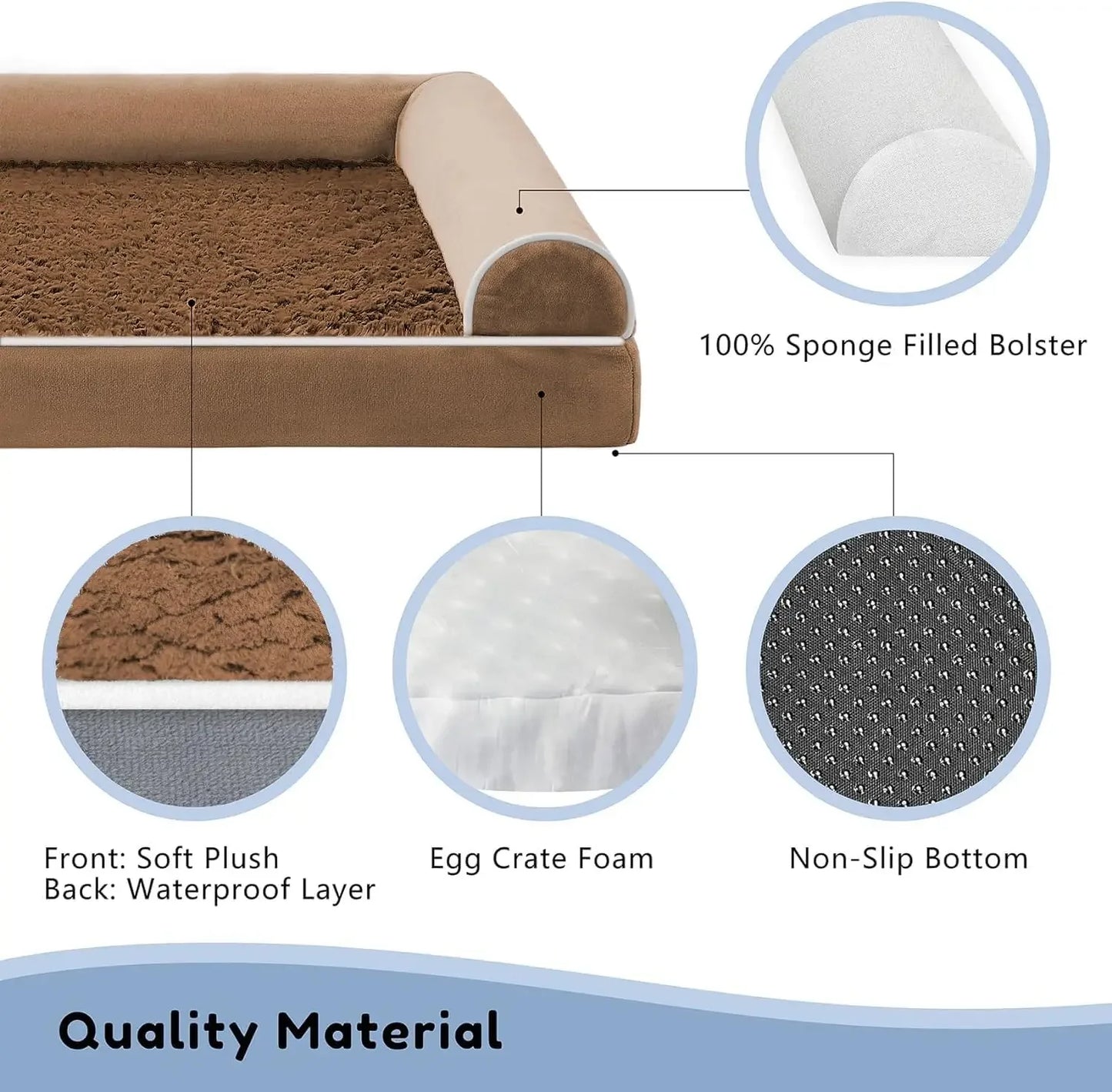 Foam Pet Sofa with Waterproof Removable Washable Cover and Nonskid Bottom