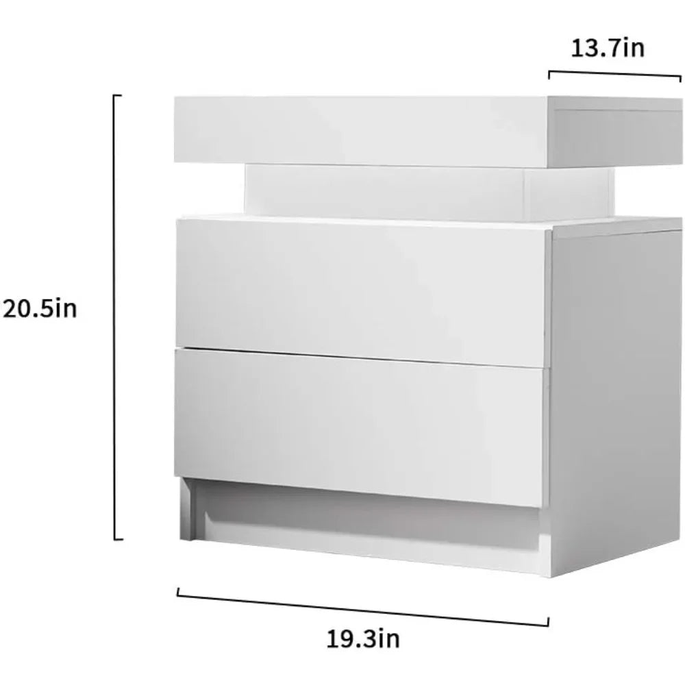 Side Bed Table With LED Lights