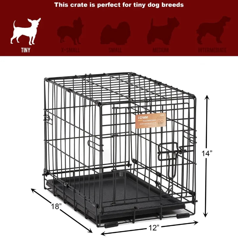 MidWest Double Door Metal Dog Crate, 18"  Includes Leak-Proof Pan, Floor Protecting Feet, Divider Panel