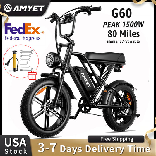 AMYET V9-G60 Adults Electric Bike 1000W Motor Bicycle 48V 20AH 20 Inch Tire