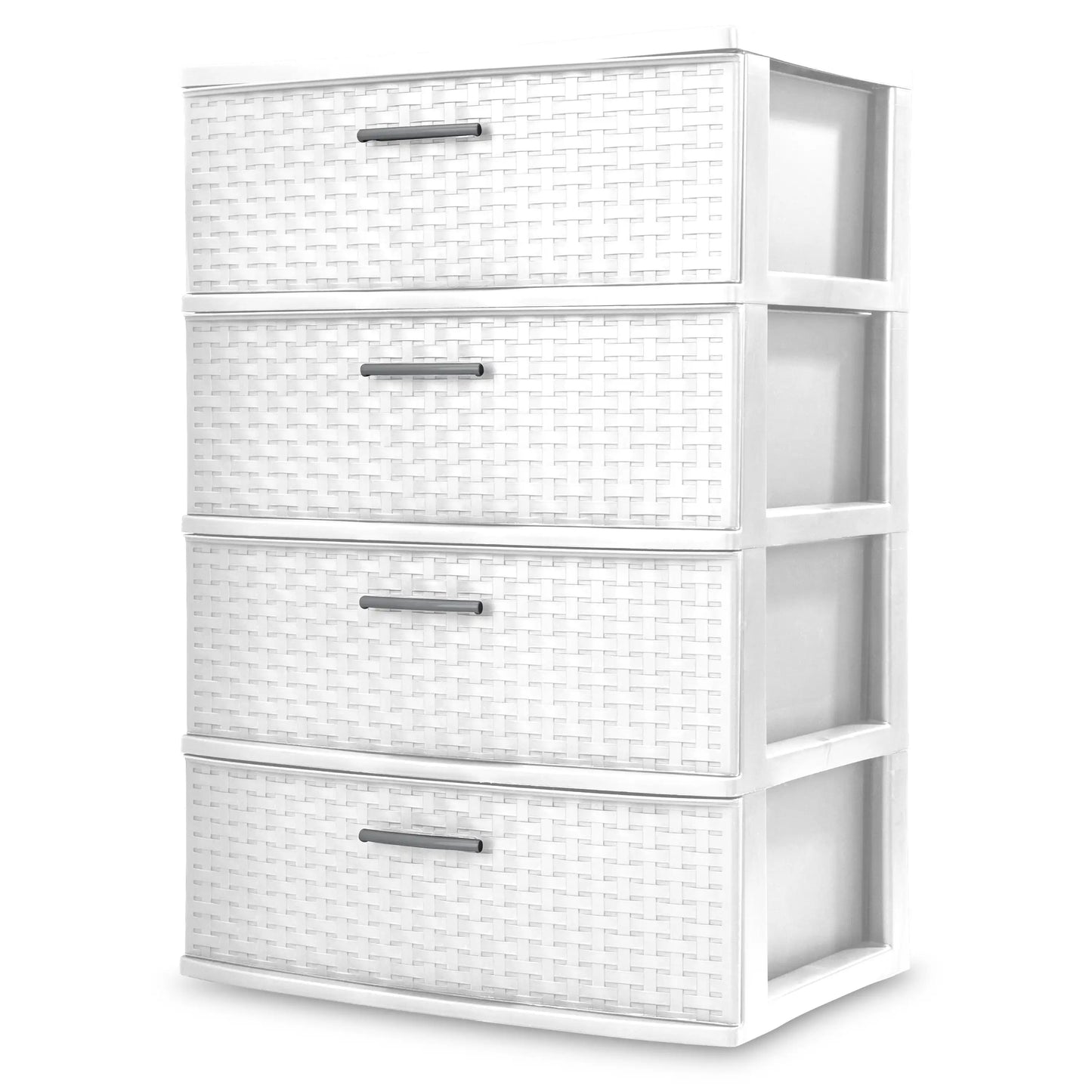 Wide Weave Storage Tower With 3/4 Drawers Dresser/ Organizer Unit For Bedroom Living Room