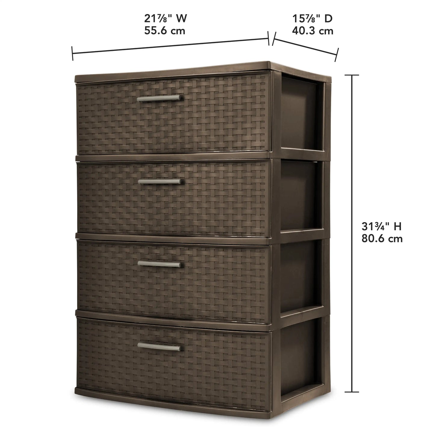 Wide Weave Storage Tower With 3/4 Drawers Dresser/ Organizer Unit For Bedroom Living Room