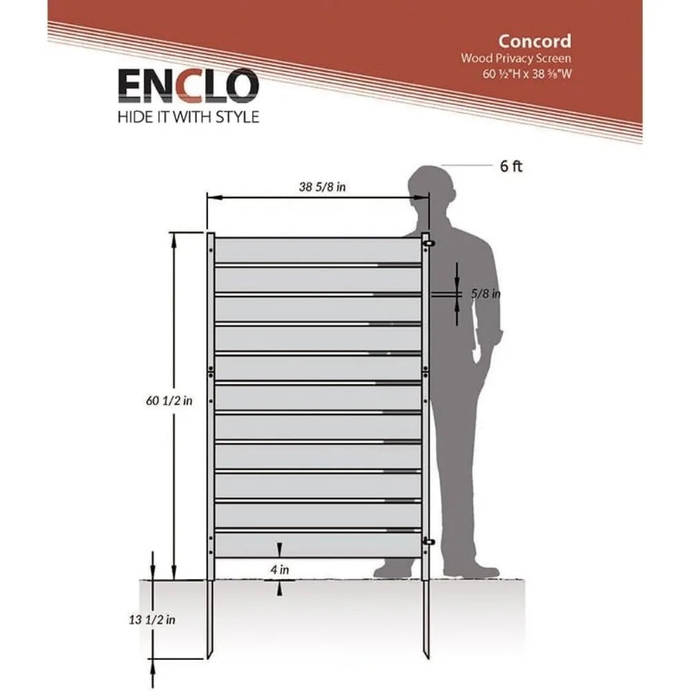 5ft H X 3.2ft W Concord Wood Outdoor Privacy Fence Screen (1-Panel)