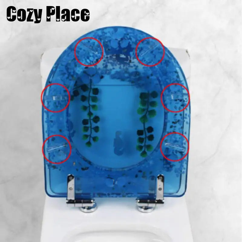 Transparent Elongated Resin Toilet Seat Cover with Shells and Fish