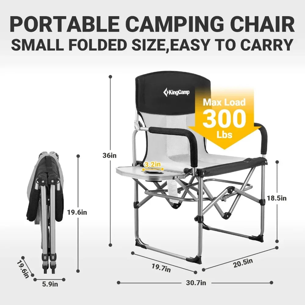 Portable Director Camping Folding Chair with Hard Arm and Side Table